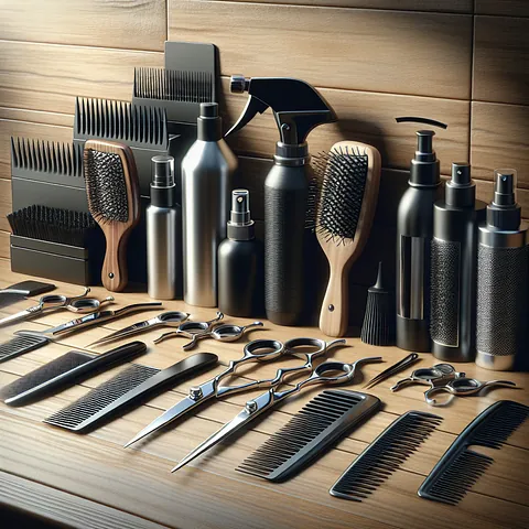 Realistic stock image of modern barbershop tools